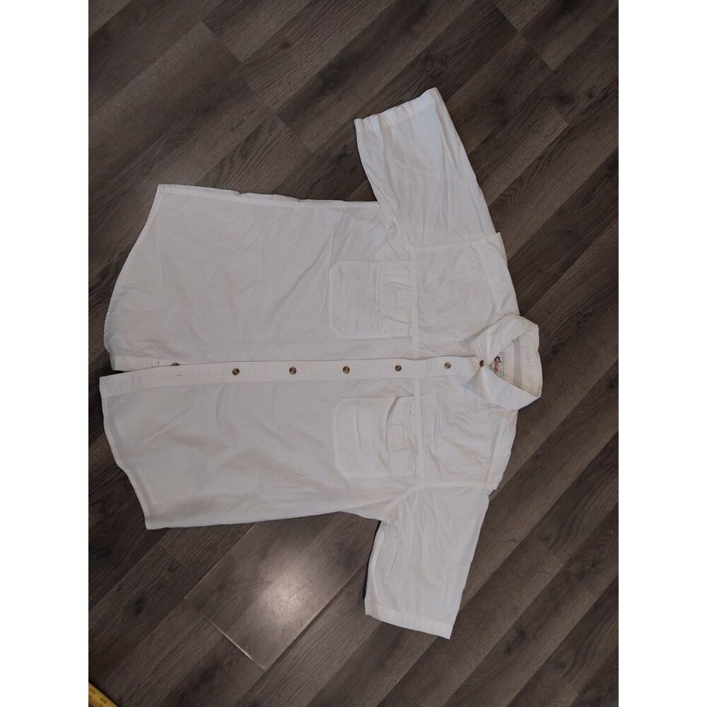 World Wide Sportmans White Mens Large Short Sleeve Button Up Shirt